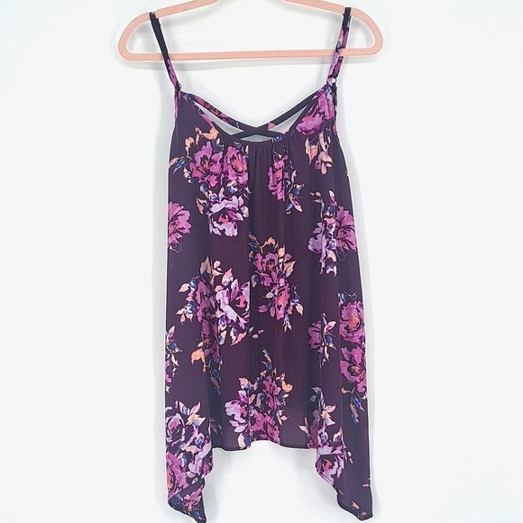 💜 2/$36 💜Torrid Plum Floral Cami w/Crisscross Back 2x - Picture 2 of 12